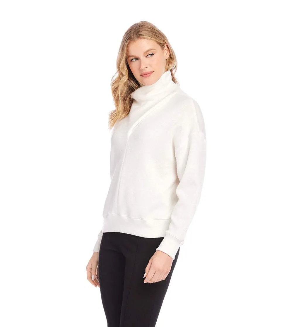 Faux Wrap Turtleneck Top
