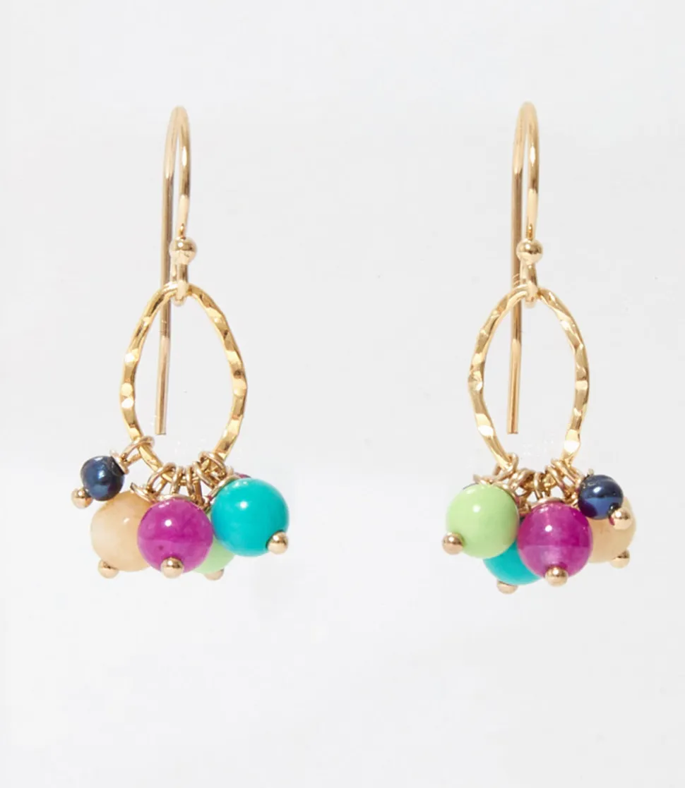 Gemstone Cluster Earrings