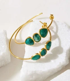 Gemstone Hoop Earrings