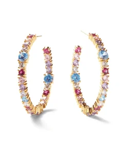 Gemstone Hoop Earrings