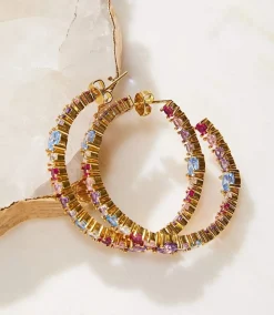 Gemstone Hoop Earrings