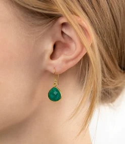 Gemstone Pear Drop Earrings