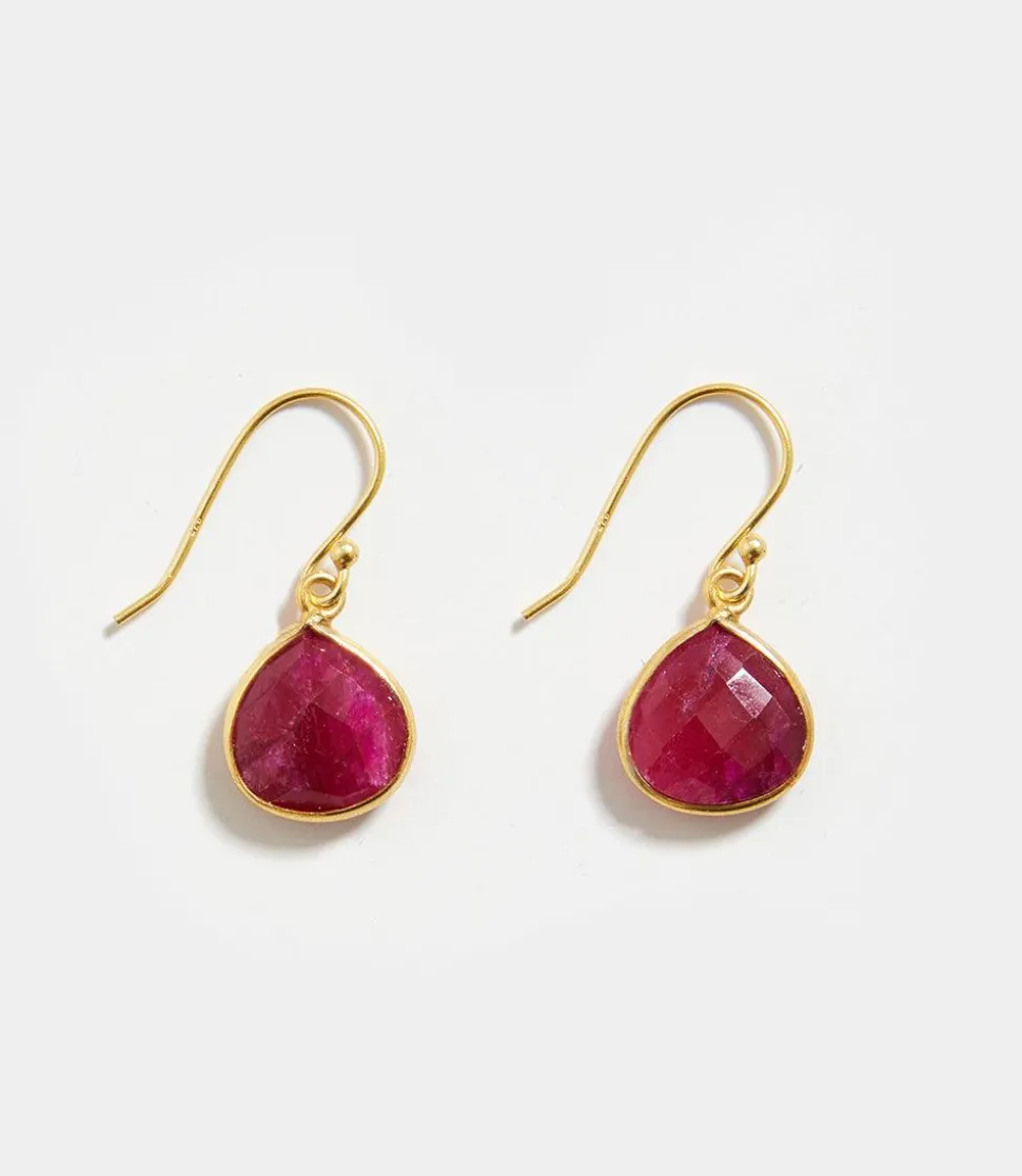 Gemstone Pear Drop Earrings
