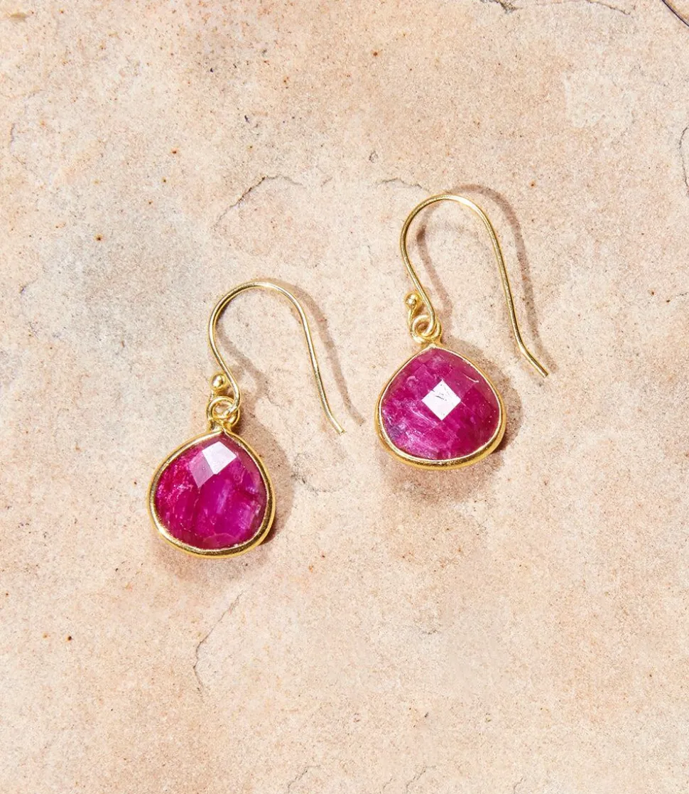 Gemstone Pear Drop Earrings