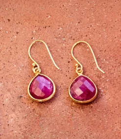 Gemstone Pear Drop Earrings