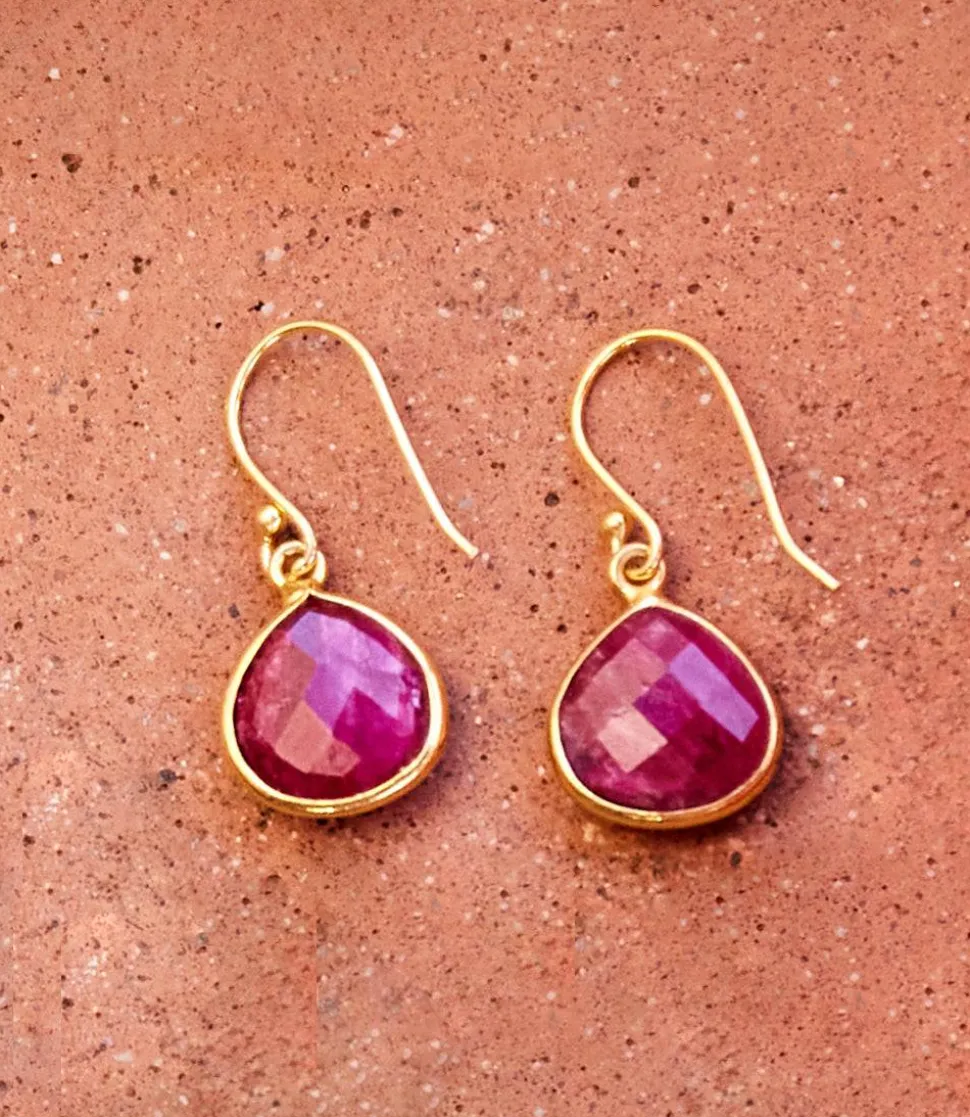 Gemstone Pear Drop Earrings