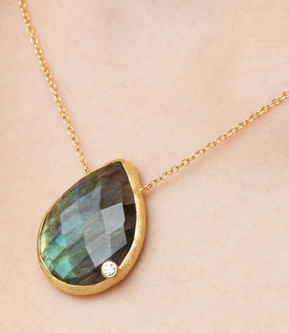 Gemstone Teardrop Necklace