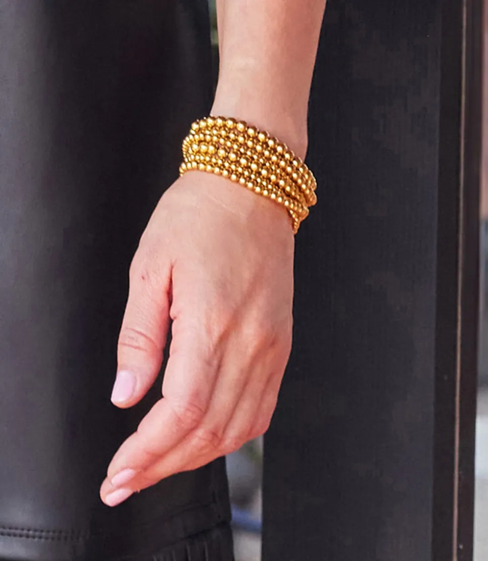 Gold Bead Stretch Bracelets, Set Of 3