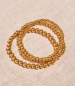 Gold Bead Stretch Bracelets, Set Of 3