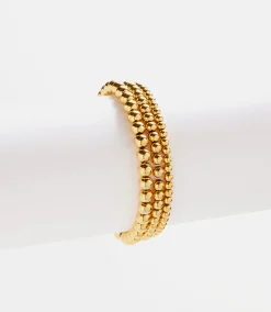 Gold Bead Stretch Bracelets, Set Of 3