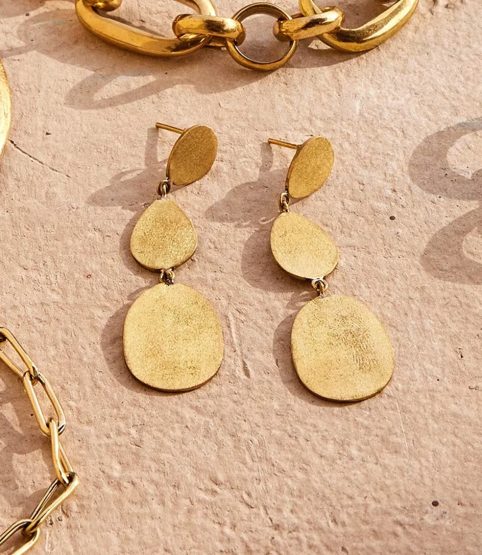 Gold Three Drop Earrings