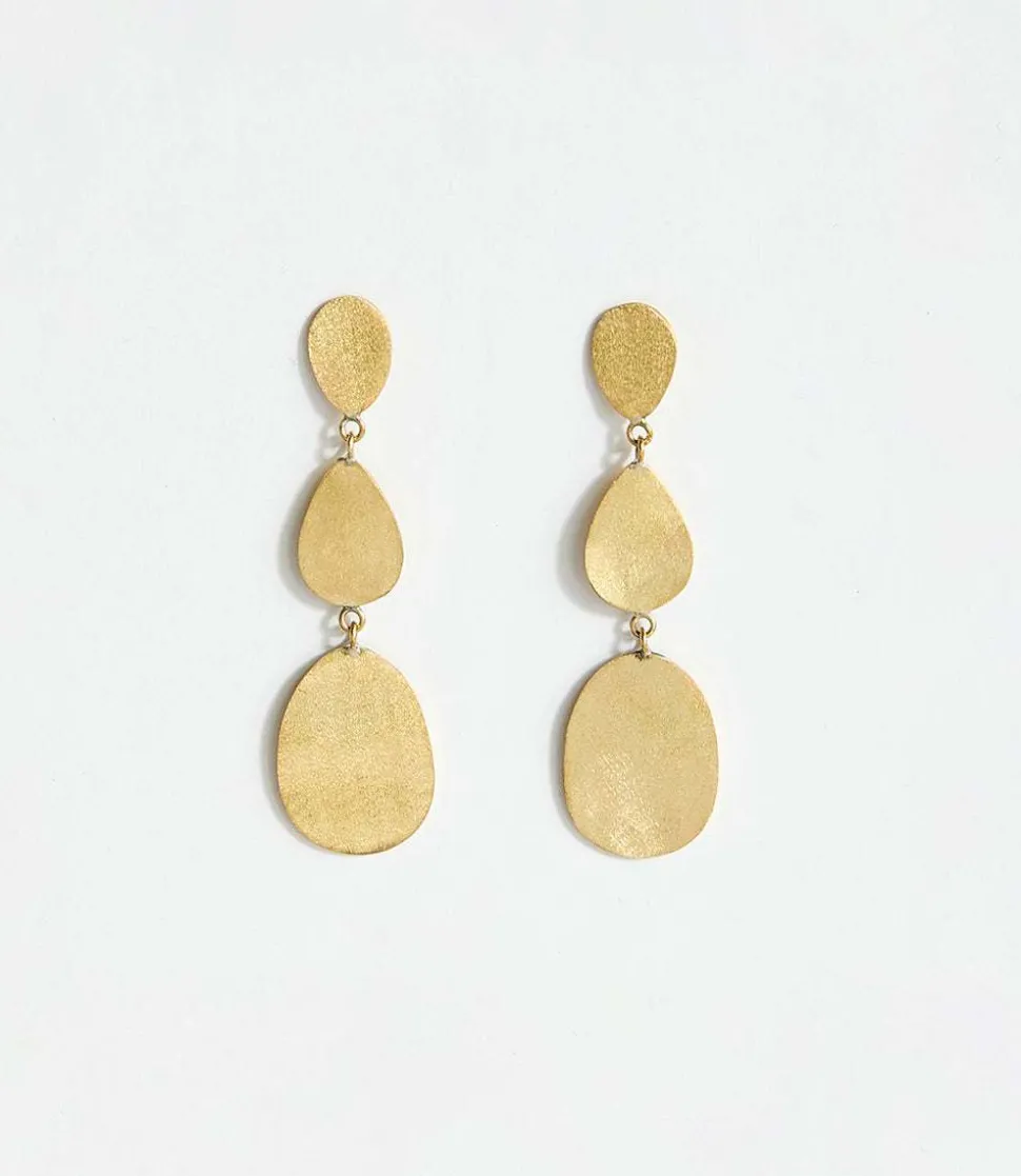 Gold Three Drop Earrings