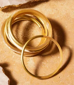 Golden Mix Horn Bangles, Set of 6