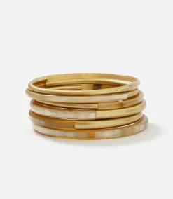 Golden Mix Horn Bangles, Set of 6