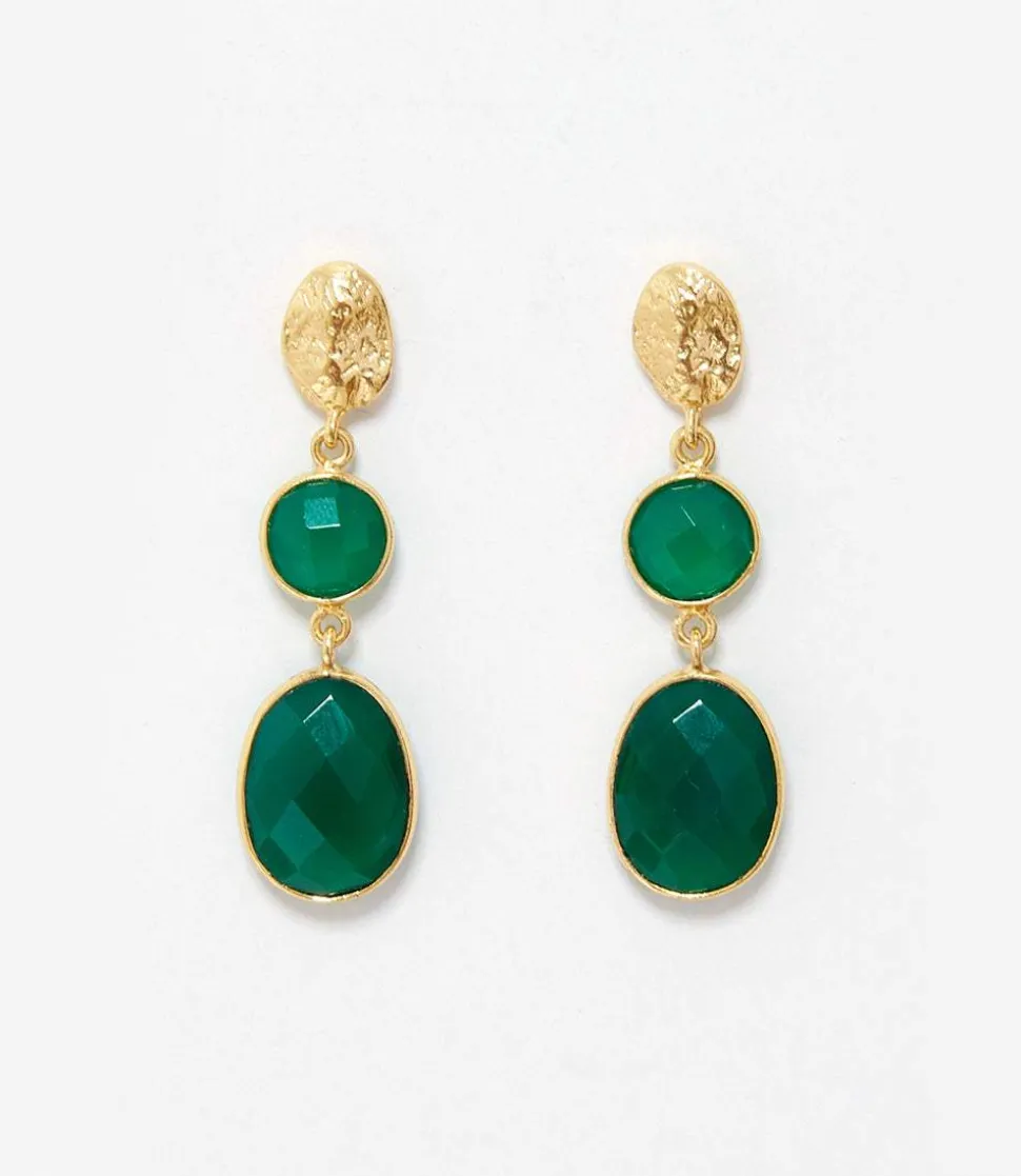 Green Onyx Double Drop Earrings