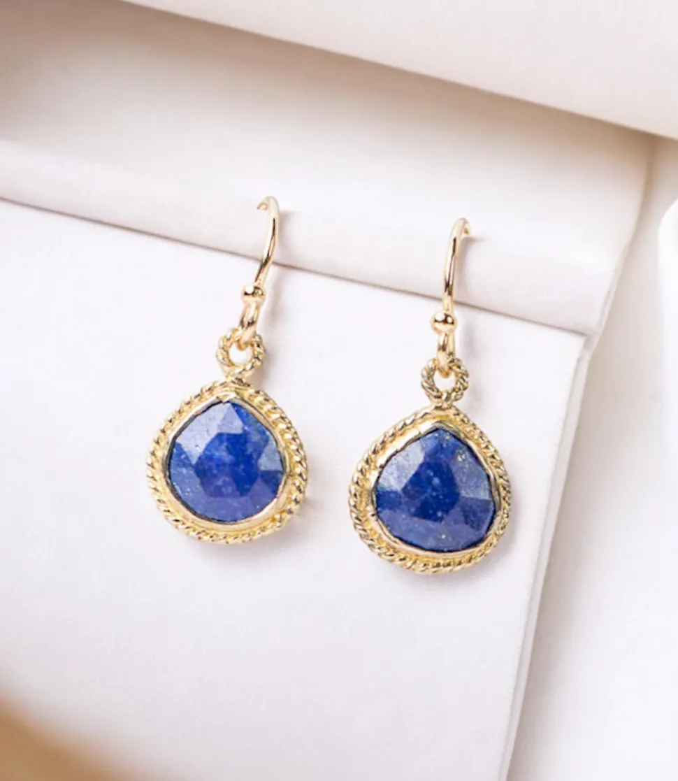 Lapis Stone Drop Earrings