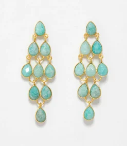 Large Gemstone Chandelier Earrings
