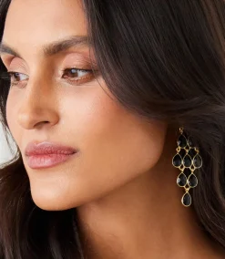 Large Gemstone Chandelier Earrings