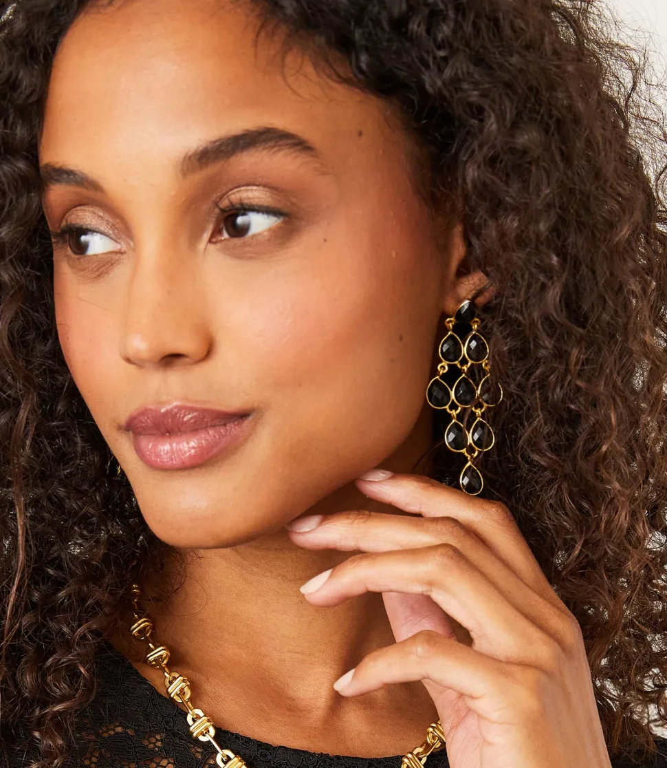 Large Gemstone Chandelier Earrings