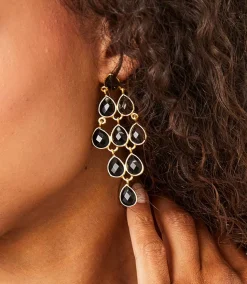 Large Gemstone Chandelier Earrings
