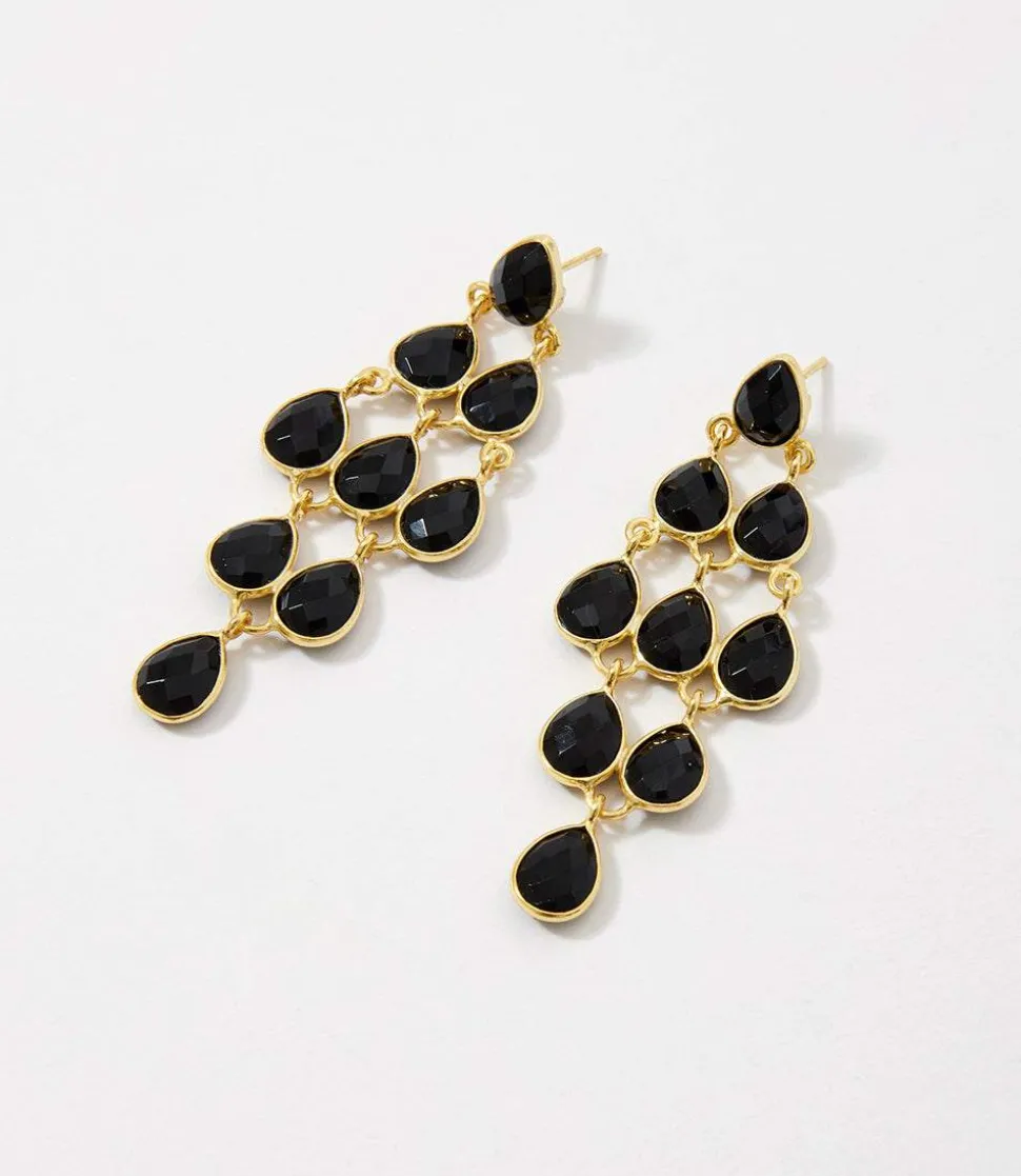 Large Gemstone Chandelier Earrings