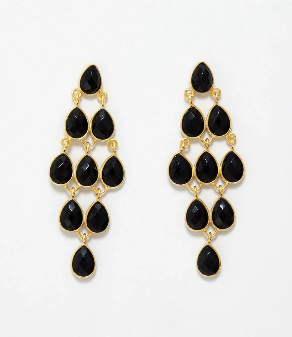 Large Gemstone Chandelier Earrings