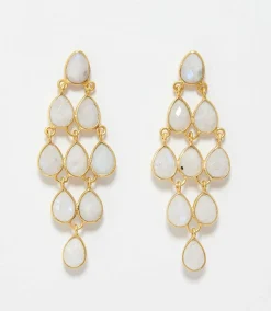 Large Gemstone Chandelier Earrings
