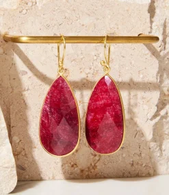 Large Natural Gemstone Earrings
