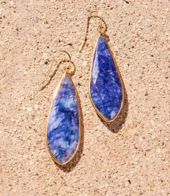 Large Natural Gemstone Earrings