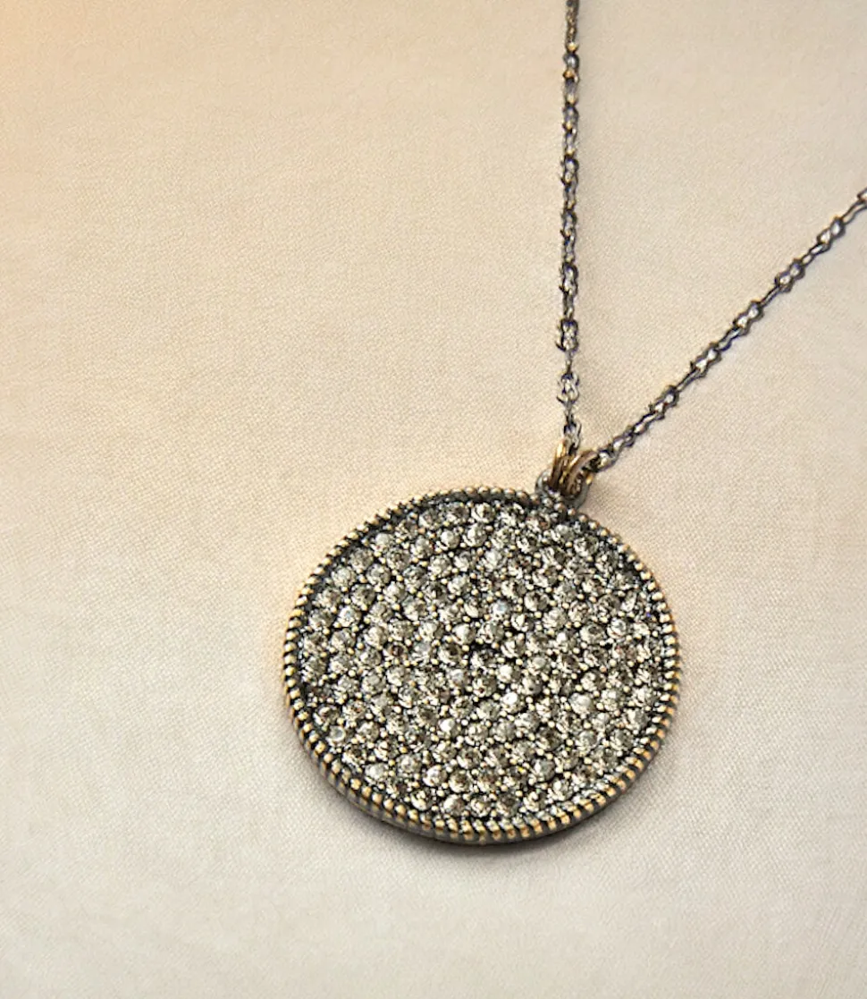 Large Pavé Disc Necklace