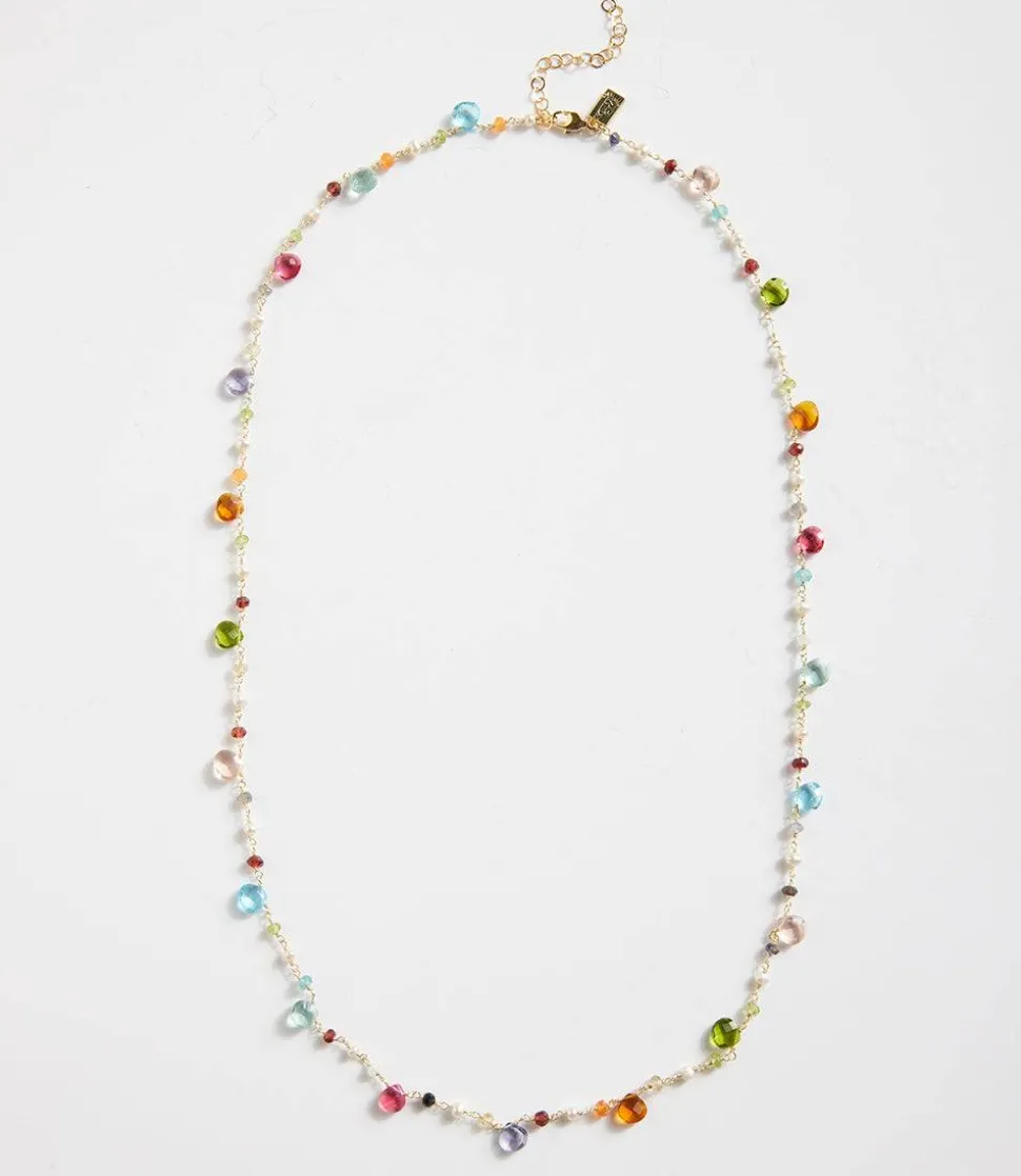 Long Beaded Gemstone Necklace
