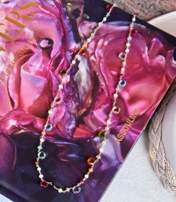 Long Beaded Gemstone Necklace