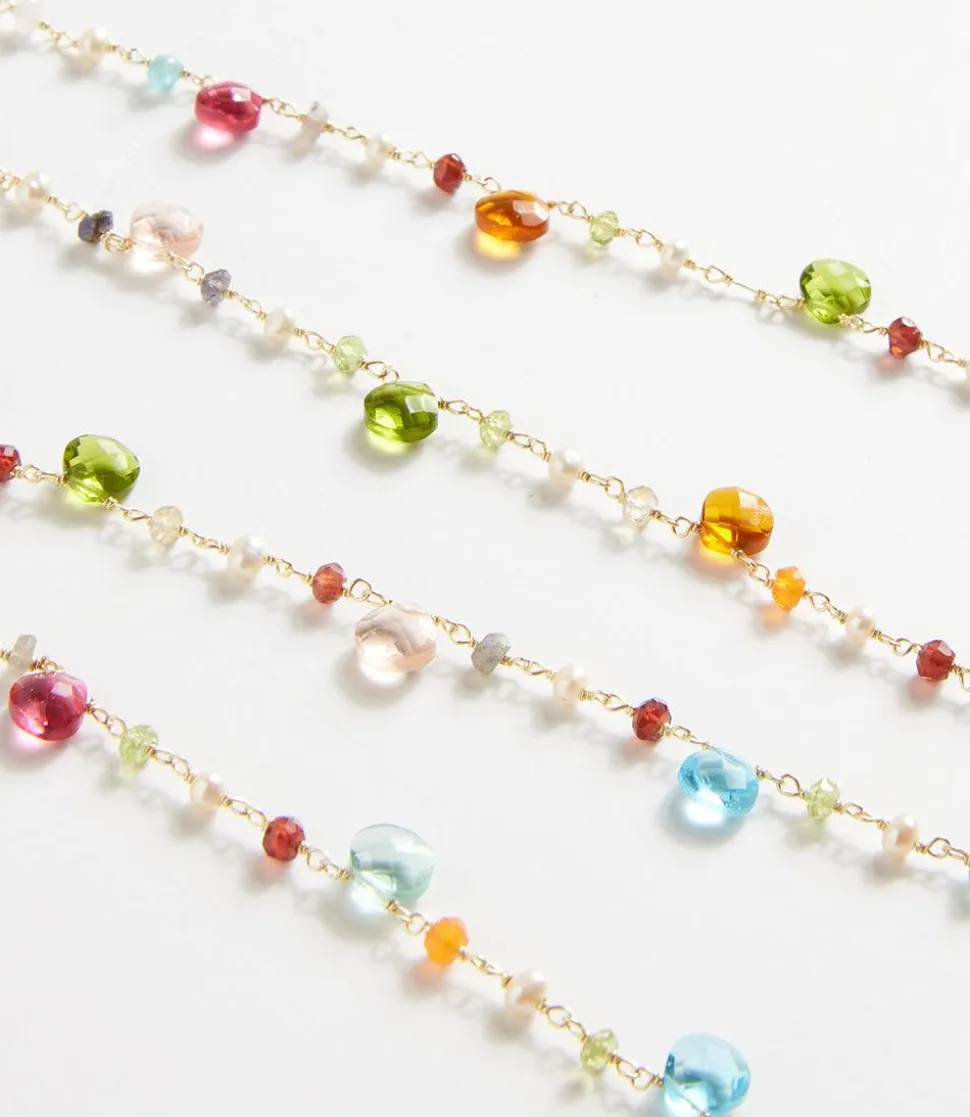 Long Beaded Gemstone Necklace