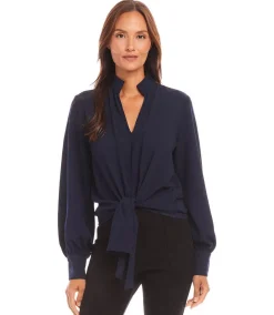 Long Sleeve Tie Front Top