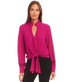 Long Sleeve Tie Front Top
