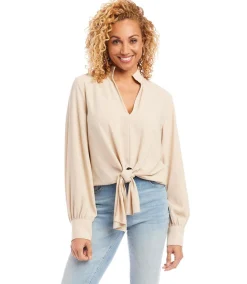 Long Sleeve Tie Front Top