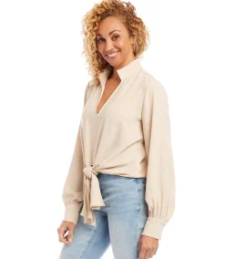Long Sleeve Tie Front Top