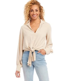 Long Sleeve Tie Front Top