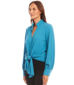 Long Sleeve Tie Front Top