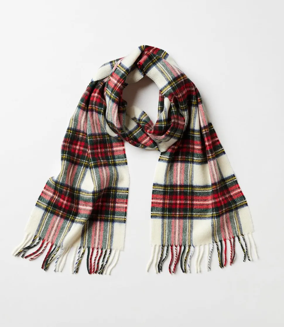 Merino Wool Fringed Plaid Scarf