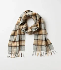 Merino Wool Fringed Plaid Scarf