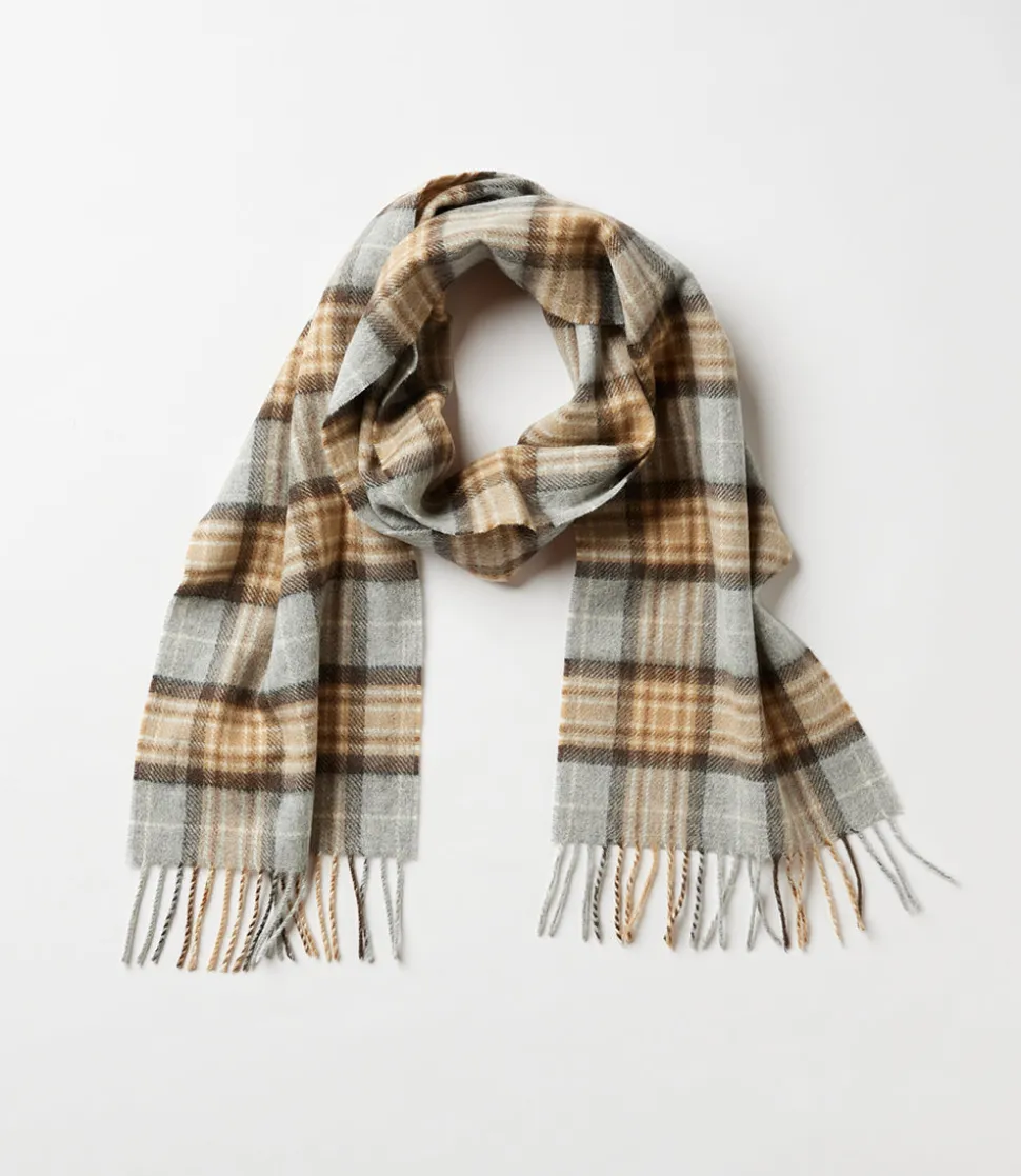 Merino Wool Fringed Plaid Scarf