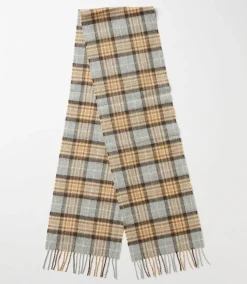 Merino Wool Fringed Plaid Scarf