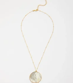 Mother Of Pearl Pendant Disc Necklace