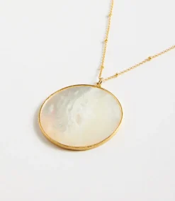 Mother Of Pearl Pendant Disc Necklace