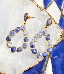 Multi Gemstone Drop Earrings