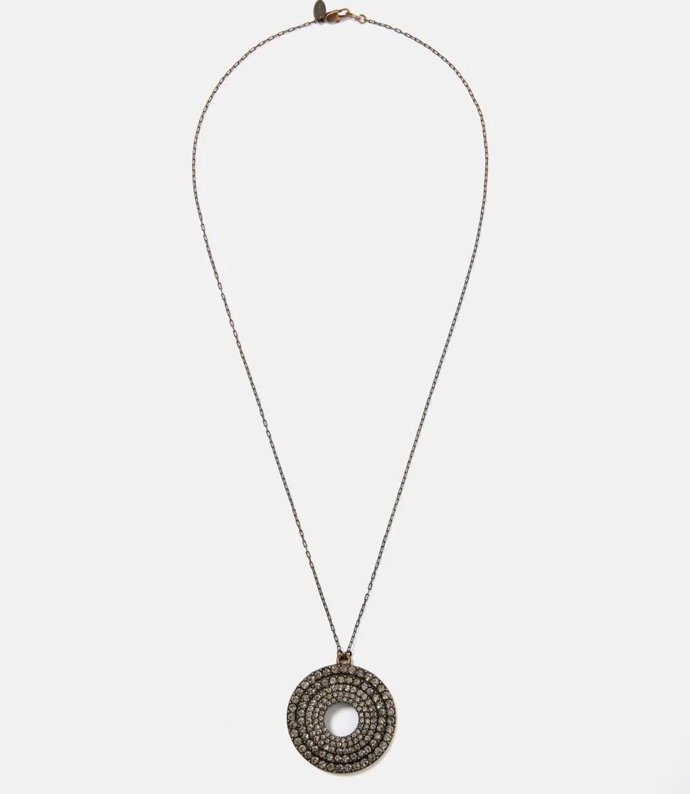 Open Disc Pavé Necklace