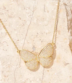 Pavé Butterfly Pendant Necklace