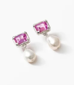 Pearl And Sapphire Earrings