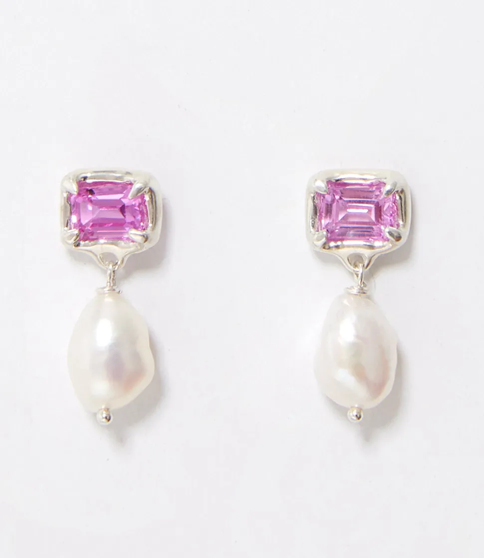Pearl And Sapphire Earrings